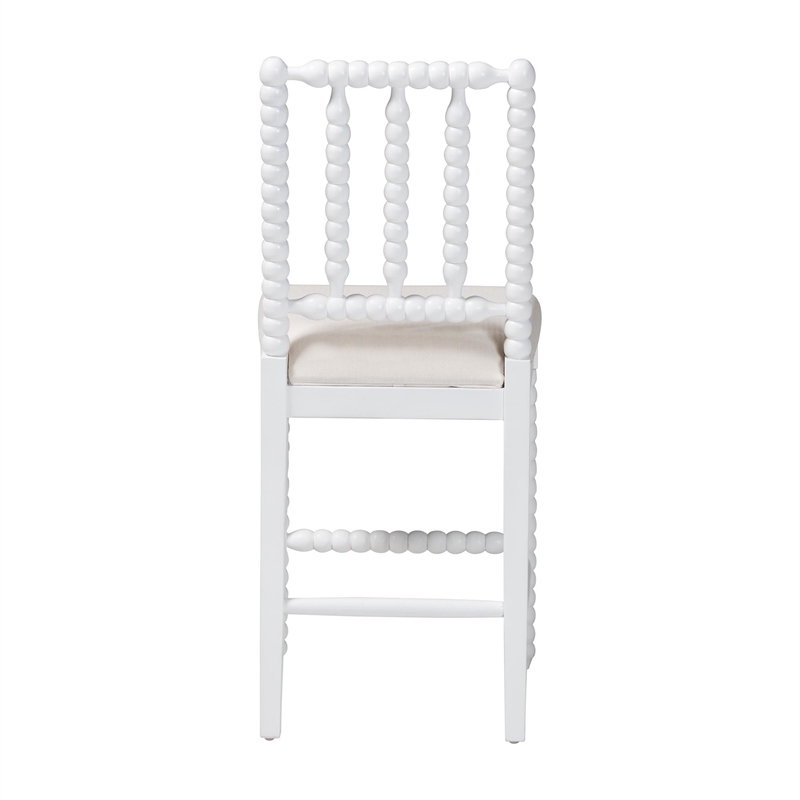 bali & pari Deya Bobbin Counter Stool Sculptural Wood Kitchen Seating White