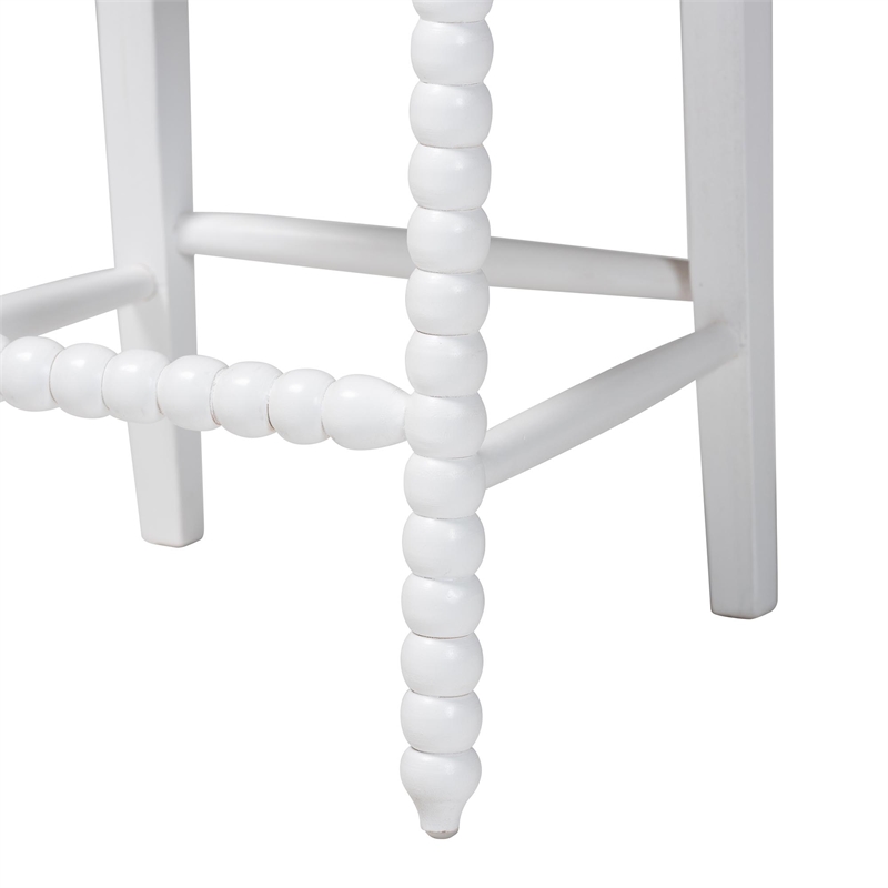 bali & pari Deya Bobbin Counter Stool Sculptural Wood Kitchen Seating White