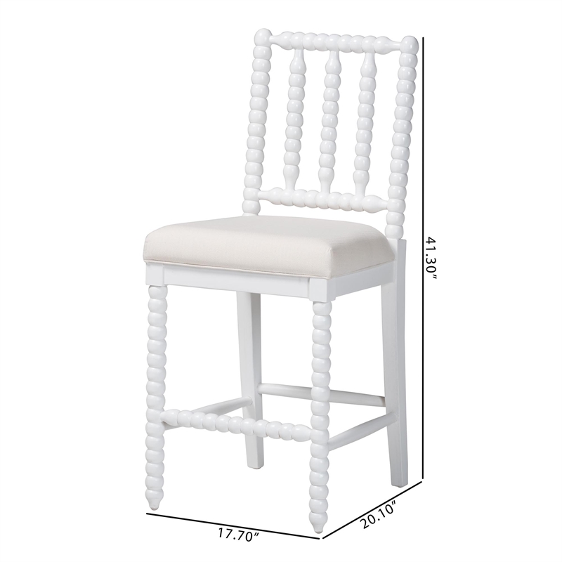 bali & pari Deya Bobbin Counter Stool Sculptural Wood Kitchen Seating White
