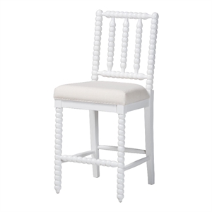 bali & pari Deya Bobbin Counter Stool Sculptural Wood Kitchen Seating White