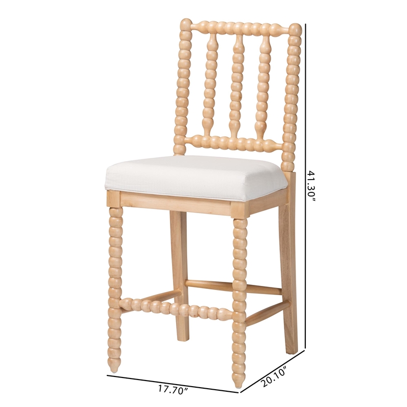 bali & pari Deya Bobbin Counter Stool Wood Kitchen Seating Natural Brown