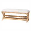 bali & pari Christy Natural Rattan Bench Hand Wrapped Wicker Accent Seating