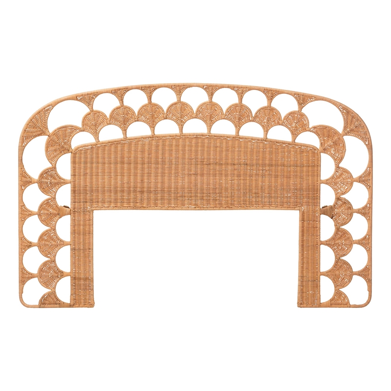 bali & pari Felician Natural Rattan Standalone Headboard Panel Headboard Queen