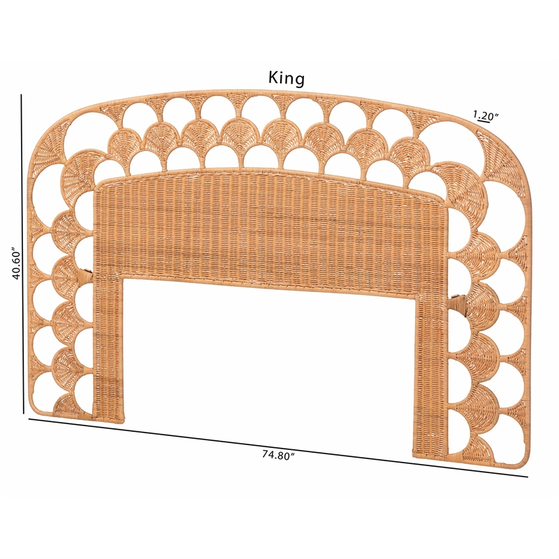 bali & pari Felician Natural Rattan Standalone Headboard Panel Headboard Queen