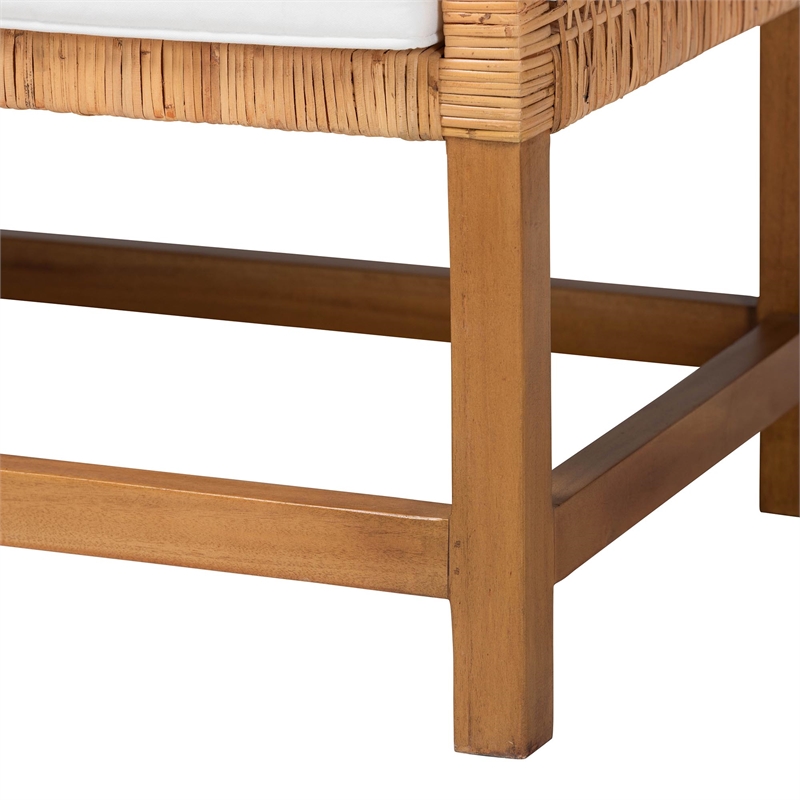 bali & pari Vivan Natural Rattan Bench Handwoven Wicker Accent Seating