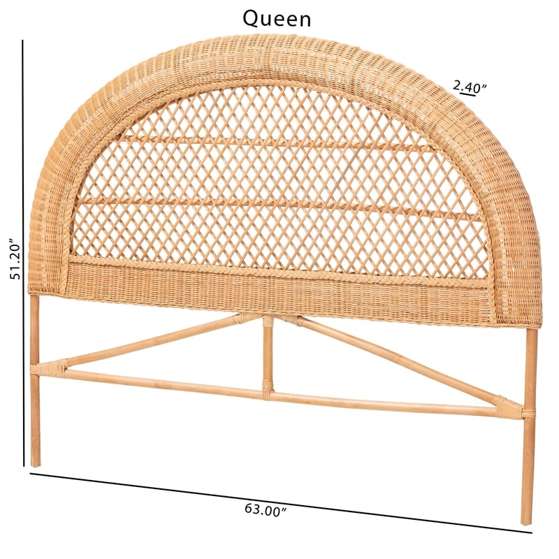 bali & pari Harini Natural Rattan Standalone Headboard Panel Headboard Queen