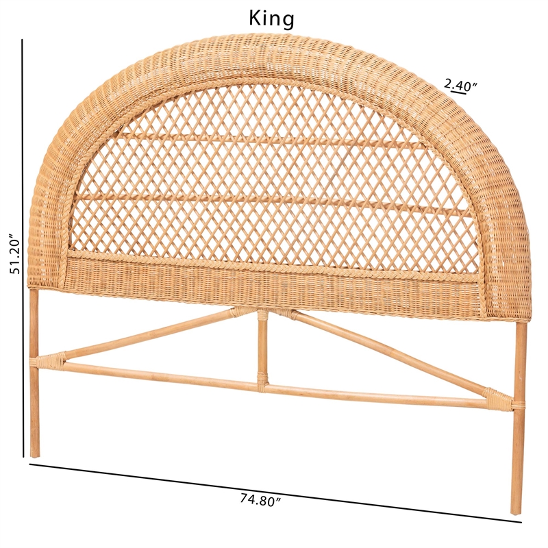 bali & pari Harini Natural Rattan Standalone Headboard Panel Headboard Queen