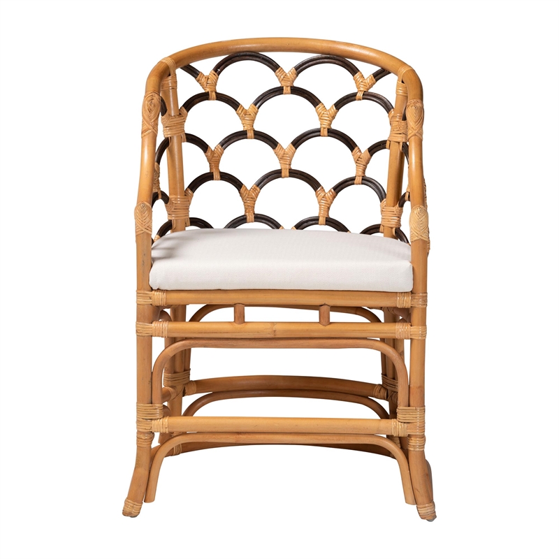 bali & pari Veneto Natural Rattan Dining Chair with Scalloped Back