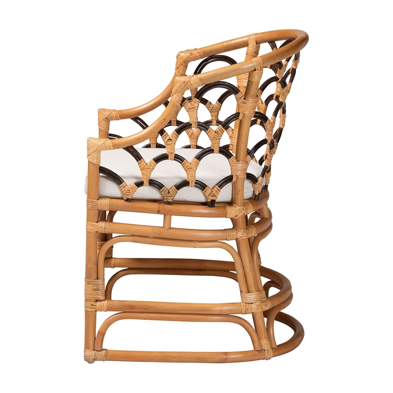 bali & pari Veneto Natural Rattan Dining Chair with Scalloped Back