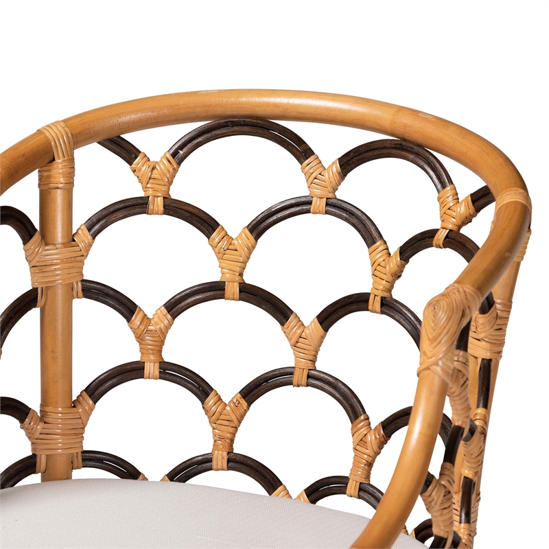 bali & pari Veneto Natural Rattan Dining Chair with Scalloped Back