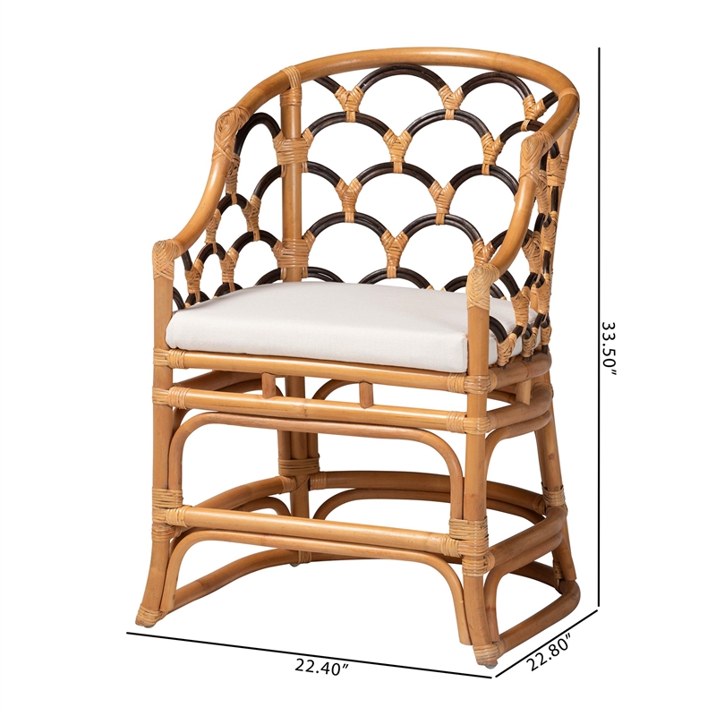 bali & pari Veneto Natural Rattan Dining Chair with Scalloped Back