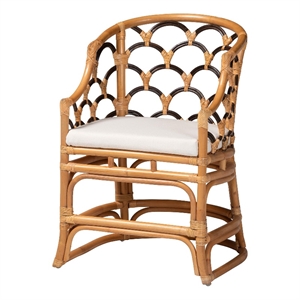 bali & pari Veneto Natural Rattan Dining Chair with Scalloped Back