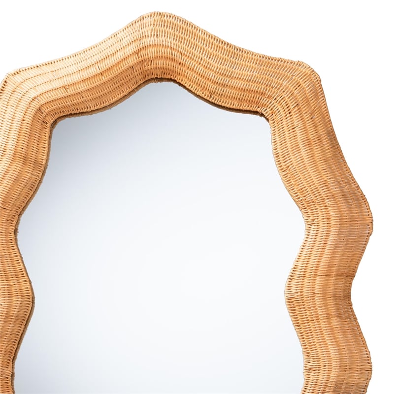 bali & pari Daray Scalloped Natural Rattan Full Length Floor Mirror