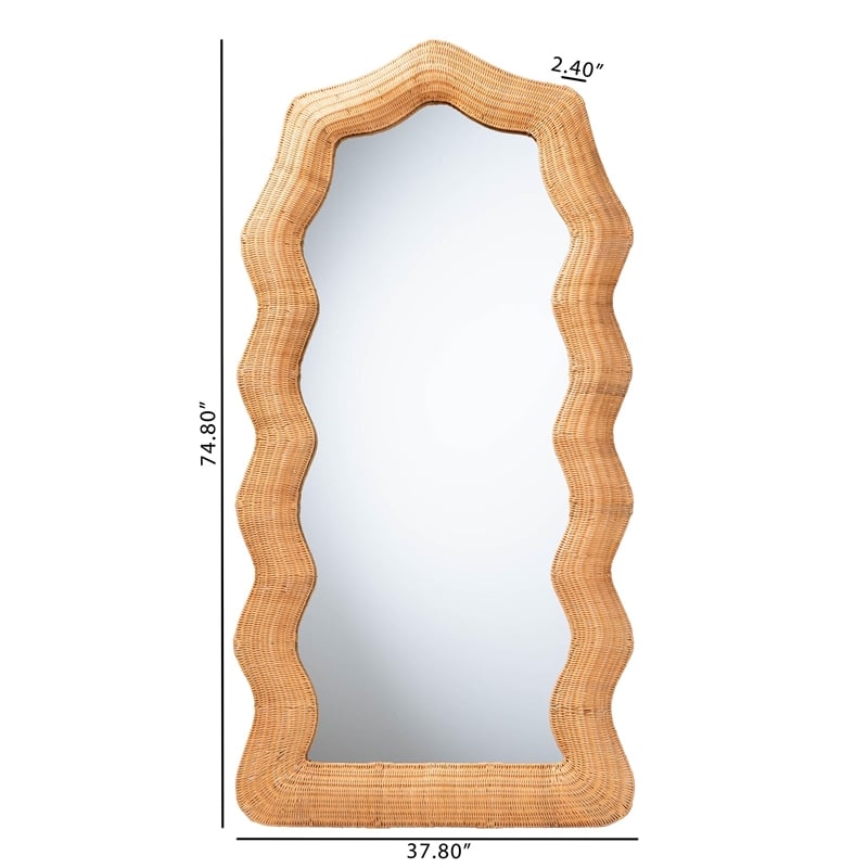 bali & pari Daray Scalloped Natural Rattan Full Length Floor Mirror