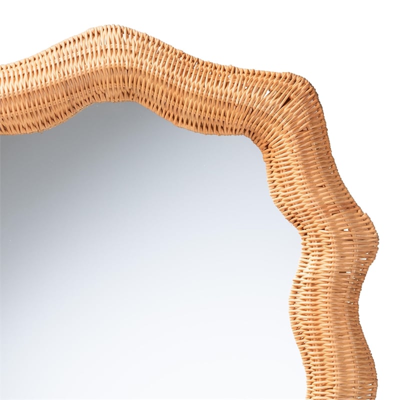 bali & pari Daray Scalloped Natural Rattan Wall Mirror
