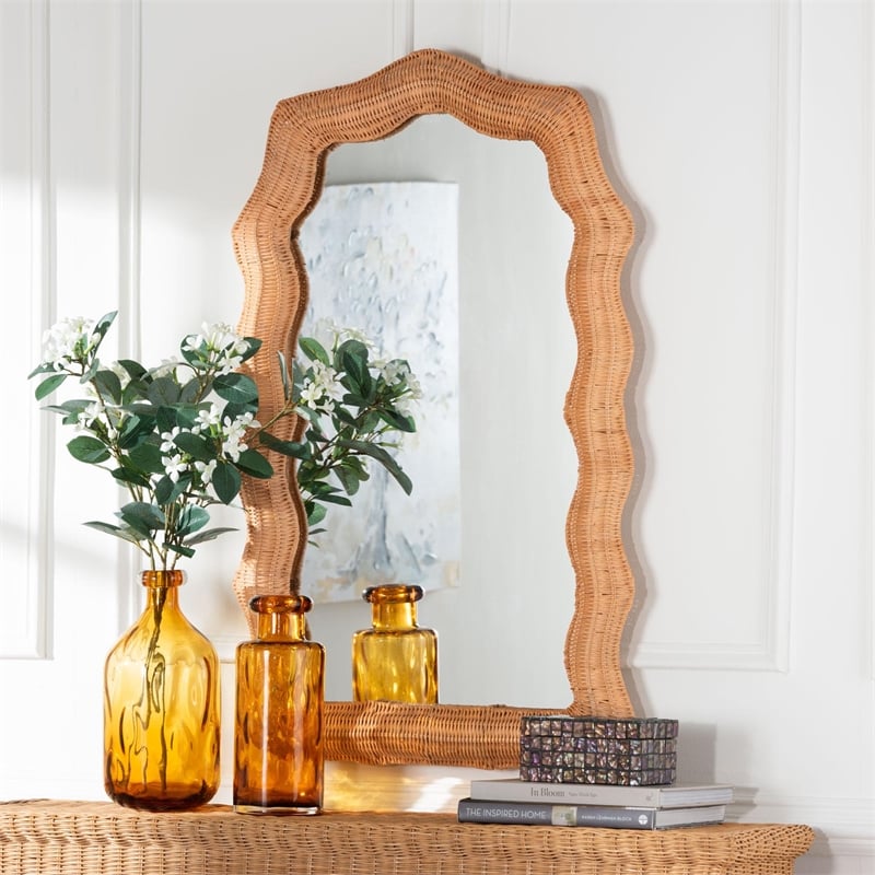 bali & pari Daray Scalloped Natural Rattan Wall Mirror