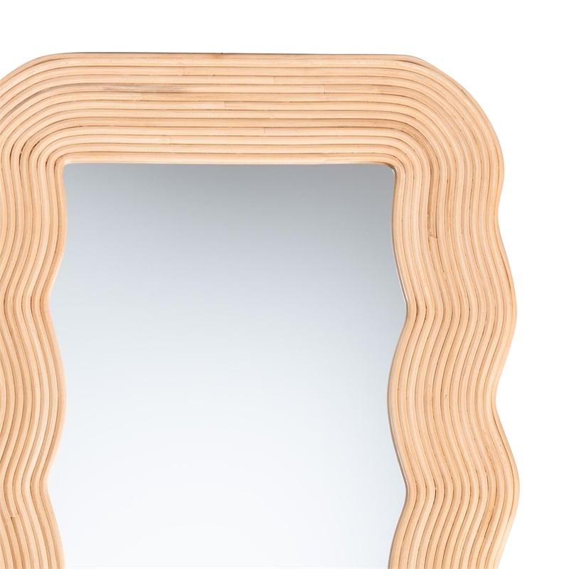 bali & pari Drucilla Fluted Natural Rattan Scalloped Wall Mirror