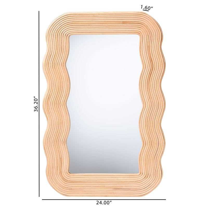 bali & pari Drucilla Fluted Natural Rattan Scalloped Wall Mirror