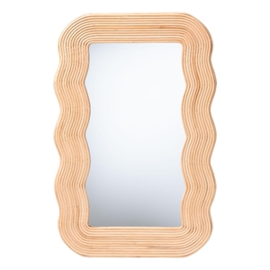 bali & pari Drucilla Fluted Natural Rattan Scalloped Wall Mirror
