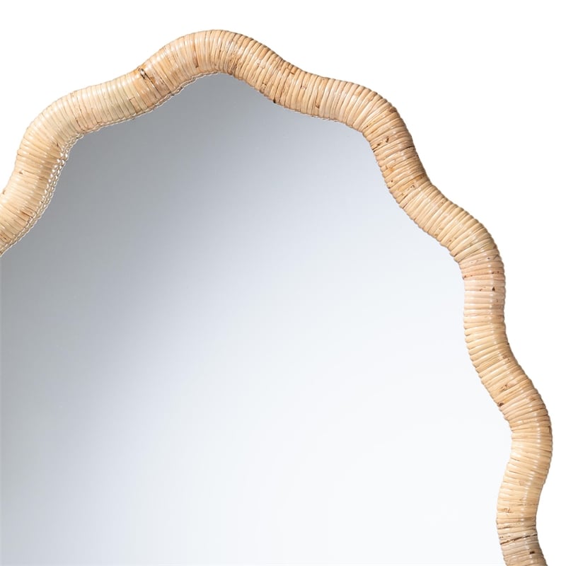 bali & pari Rasida Scalloped Natural Rattan Wall Mirror Oval