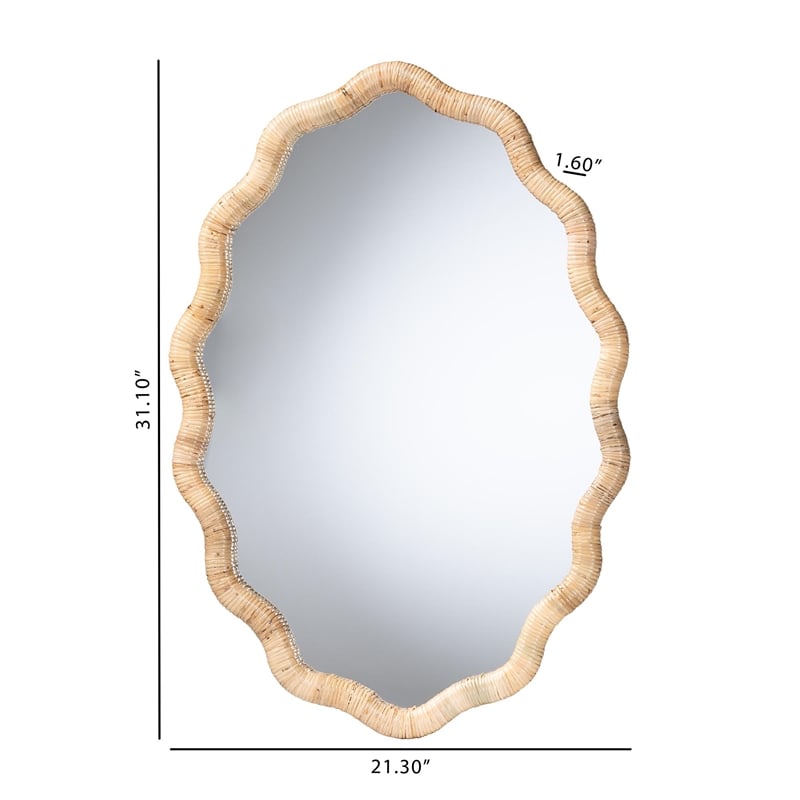 bali & pari Rasida Scalloped Natural Rattan Wall Mirror Oval