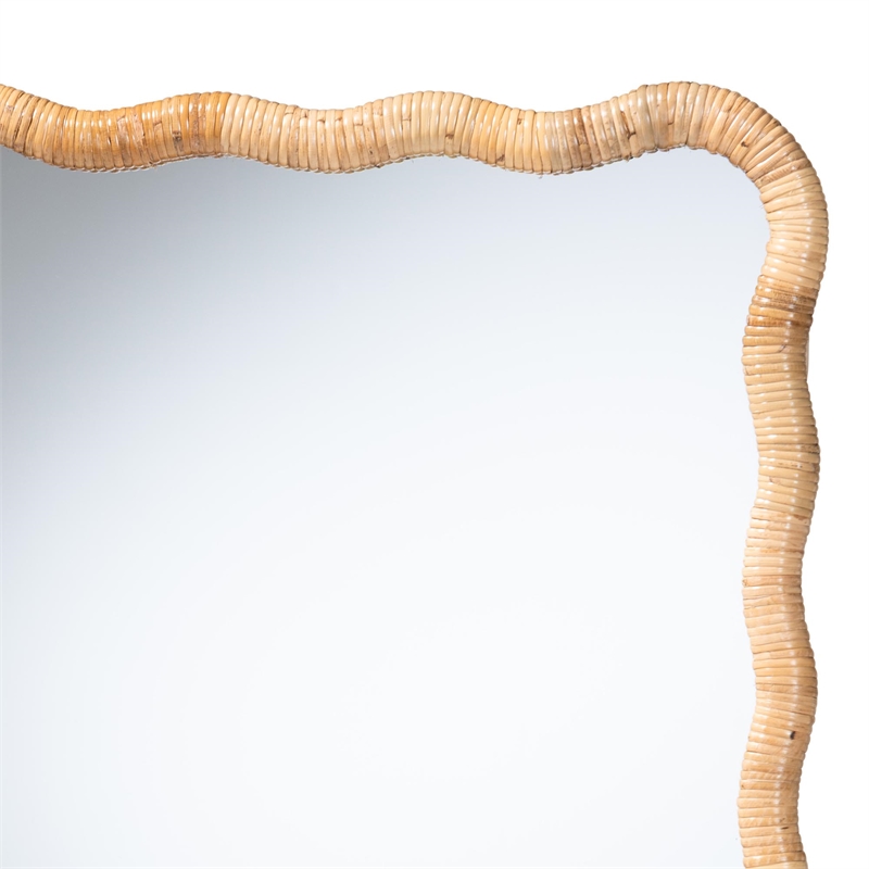 bali & pari Rasida Scalloped Natural Rattan Wall Mirror Rectangle