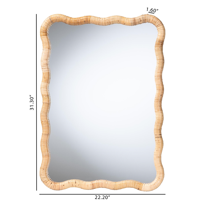 bali & pari Rasida Scalloped Natural Rattan Wall Mirror Rectangle