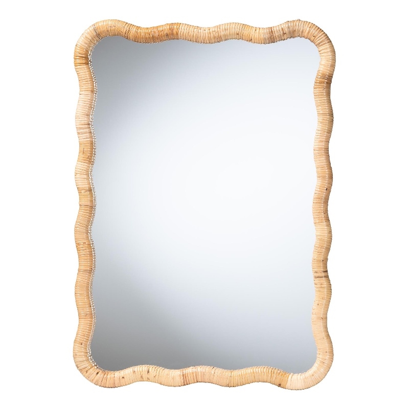 bali & pari Rasida Scalloped Natural Rattan Wall Mirror Rectangle