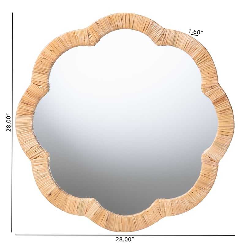 bali & pari Akuna Scalloped Natural Rattan Wall Mirror