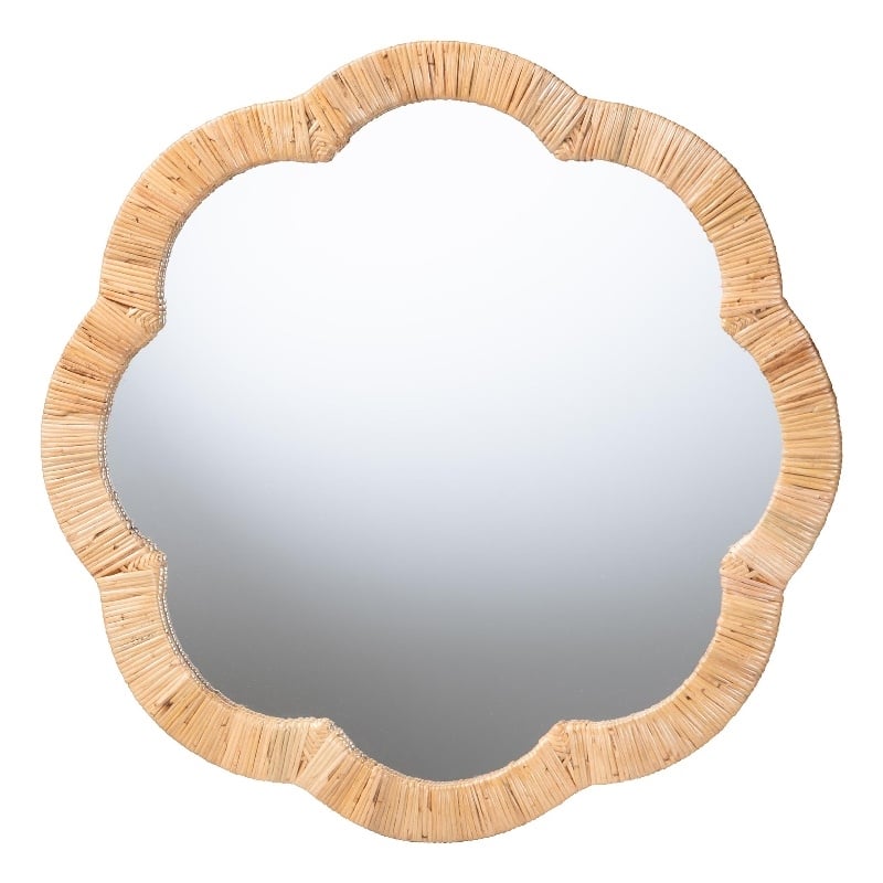 bali & pari Akuna Scalloped Natural Rattan Wall Mirror
