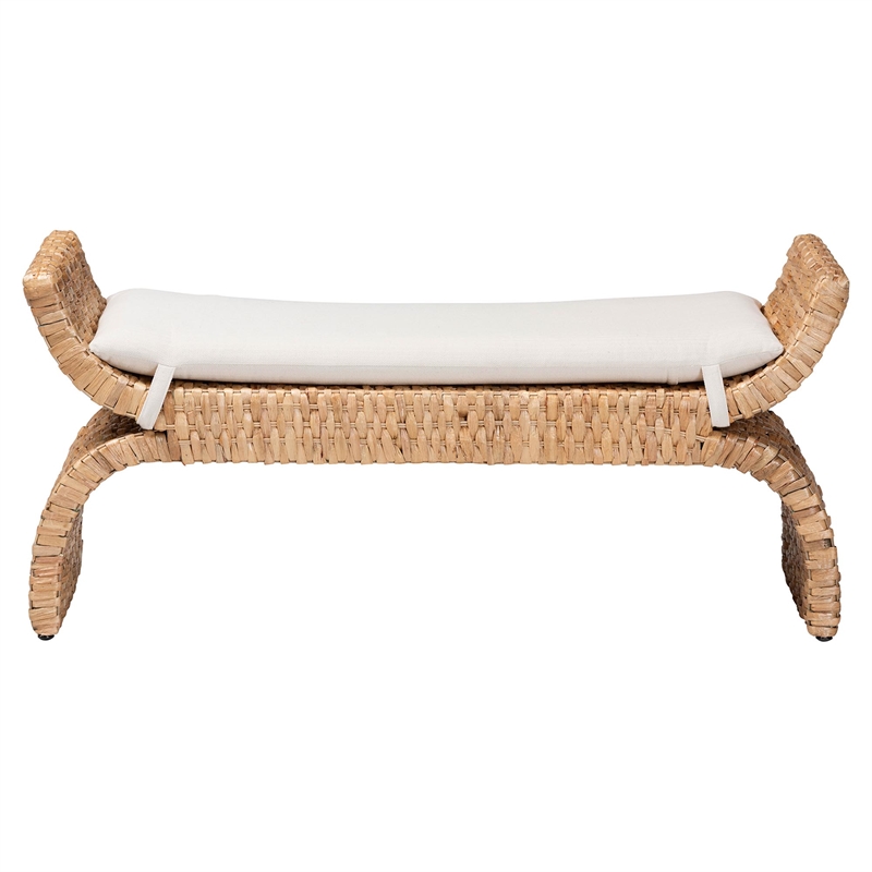 bali & pari Agave Woven Seagrass Bench with Removable Cushion
