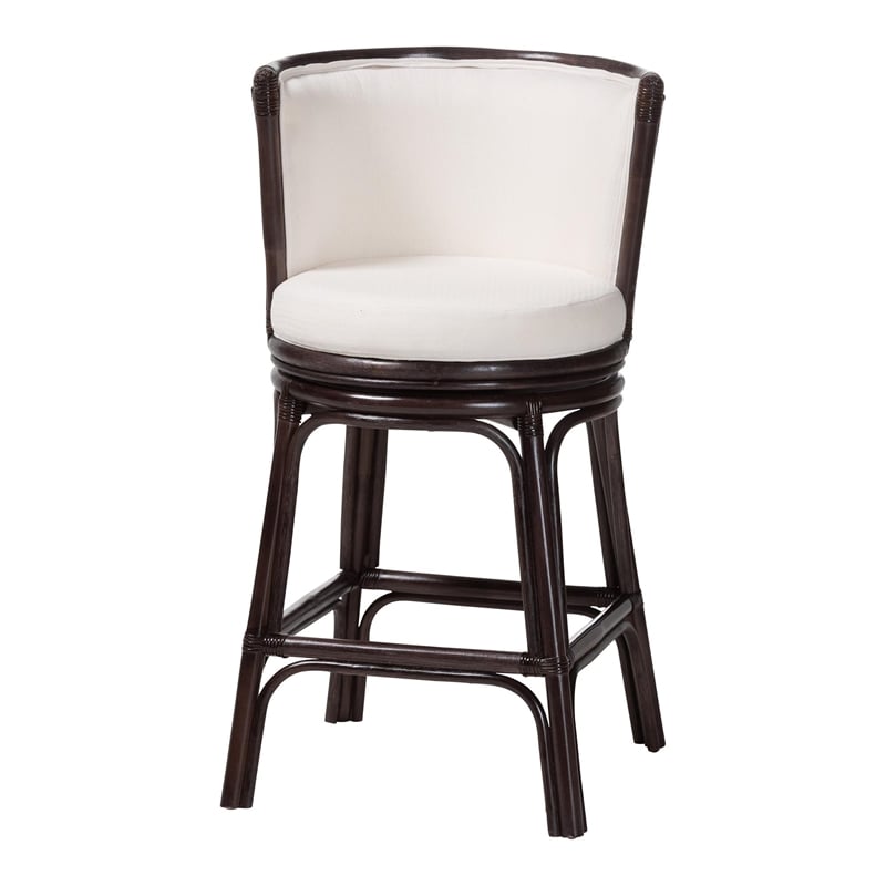 bali & pari Alsip Espresso Rattan Counter Stool with Swivel Seat