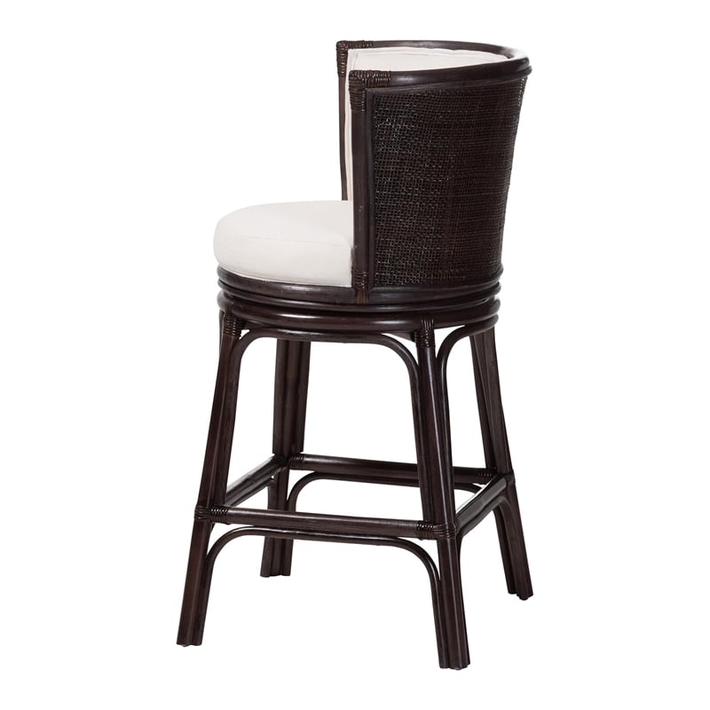 bali & pari Alsip Espresso Rattan Counter Stool with Swivel Seat