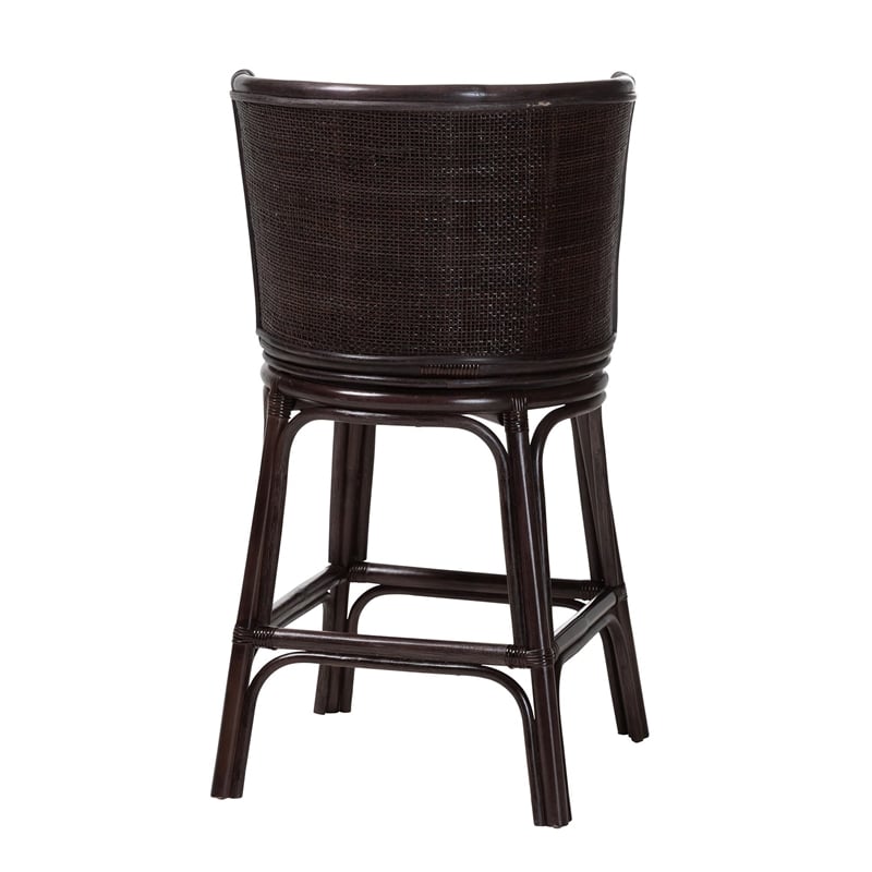 bali & pari Alsip Espresso Rattan Counter Stool with Swivel Seat