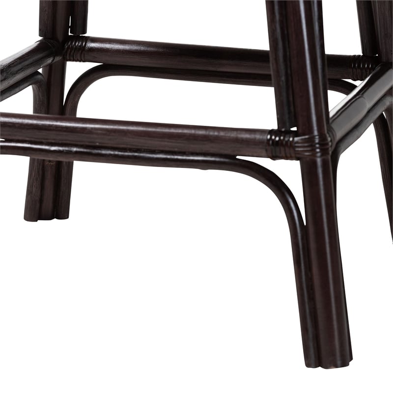 bali & pari Alsip Espresso Rattan Counter Stool with Swivel Seat