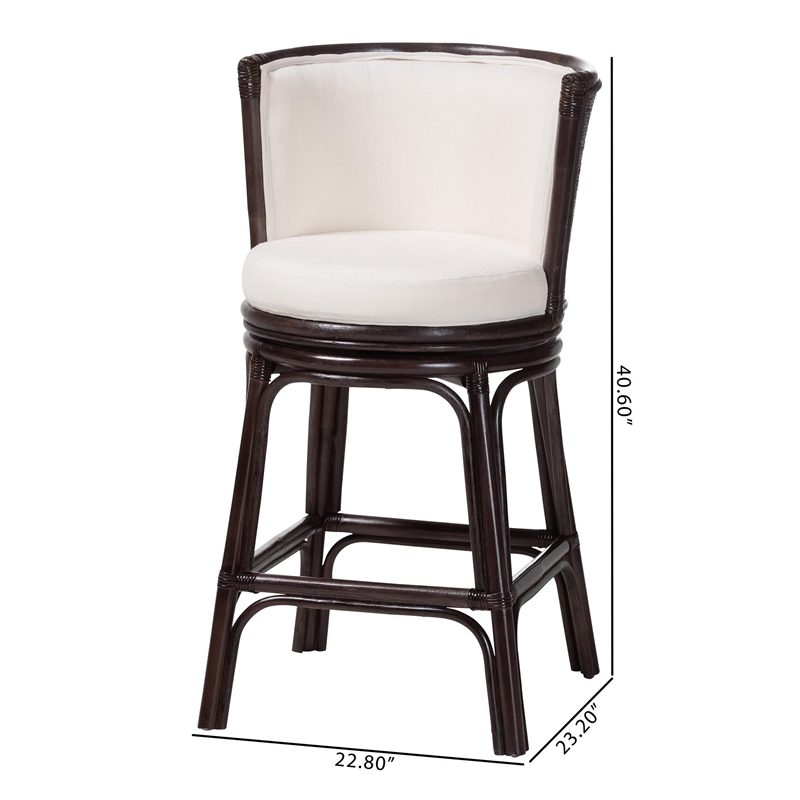 bali & pari Alsip Espresso Rattan Counter Stool with Swivel Seat