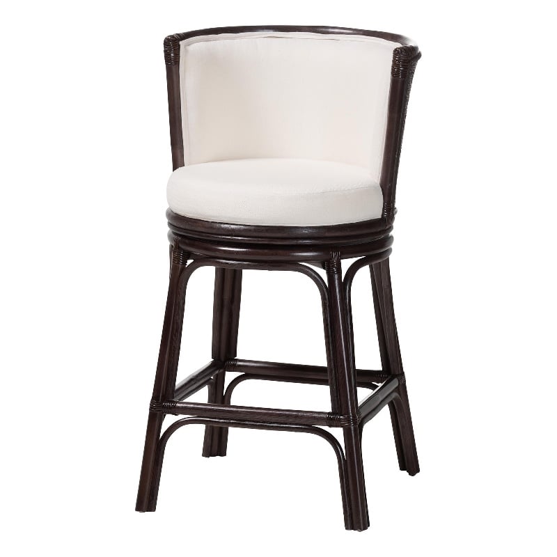 bali & pari Alsip Espresso Rattan Counter Stool with Swivel Seat