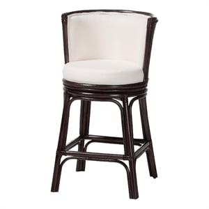 bali & pari Alsip Espresso Rattan Counter Stool with Swivel Seat