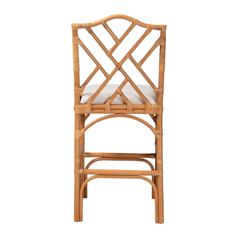 bali & pari Cedric Natural Rattan Bar Stool with Cushioned Seat