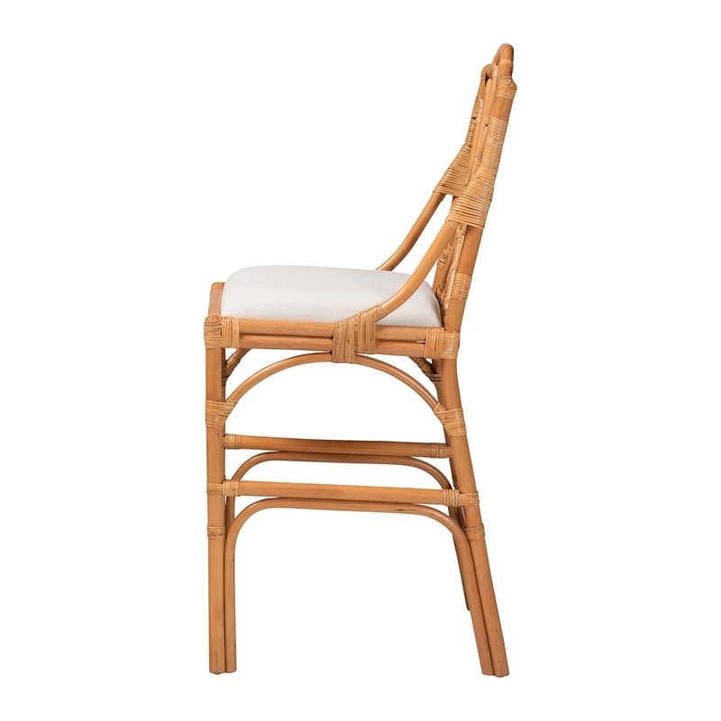 bali & pari Cedric Natural Rattan Bar Stool with Cushioned Seat
