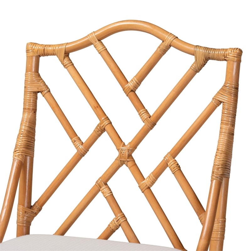 bali & pari Cedric Natural Rattan Bar Stool with Cushioned Seat