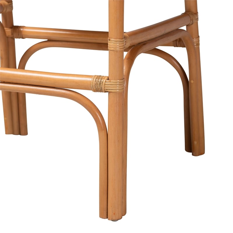 bali & pari Cedric Natural Rattan Bar Stool with Cushioned Seat