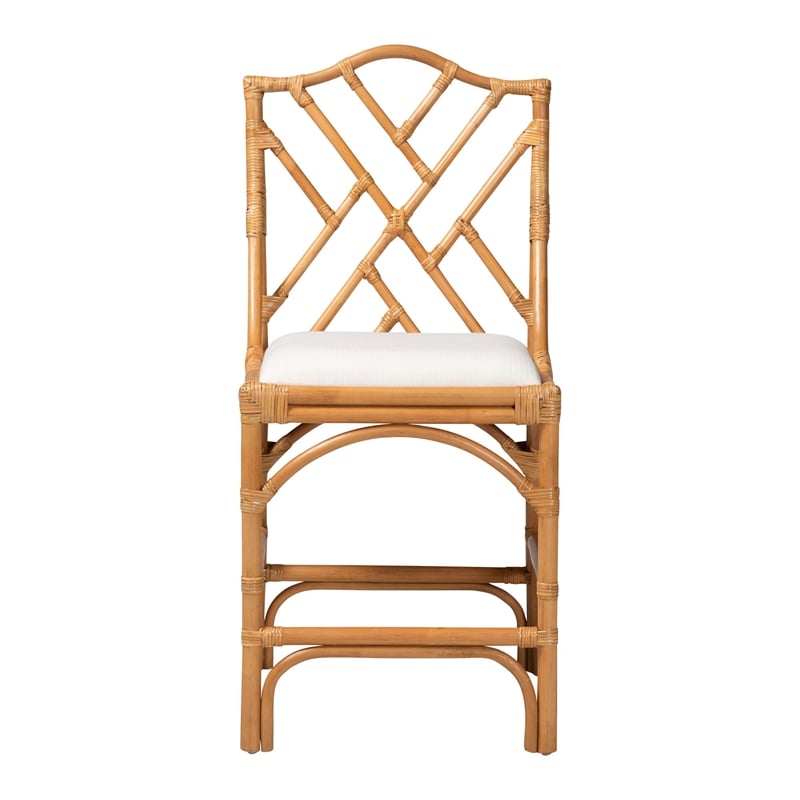 bali & pari Cedric Natural Rattan Counter Stool with Cushioned Seat