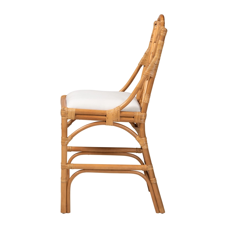 bali & pari Cedric Natural Rattan Counter Stool with Cushioned Seat