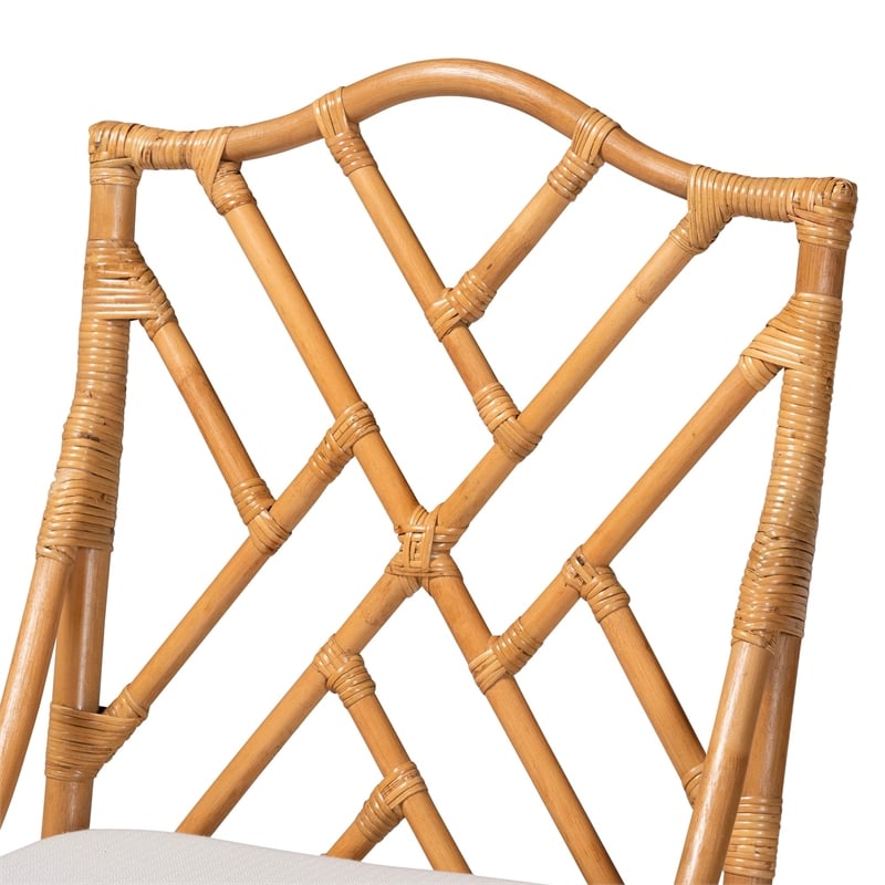 bali & pari Cedric Natural Rattan Counter Stool with Cushioned Seat