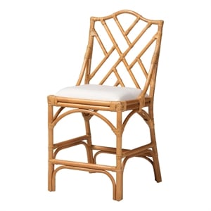 bali & pari Cedric Natural Rattan Counter Stool with Cushioned Seat