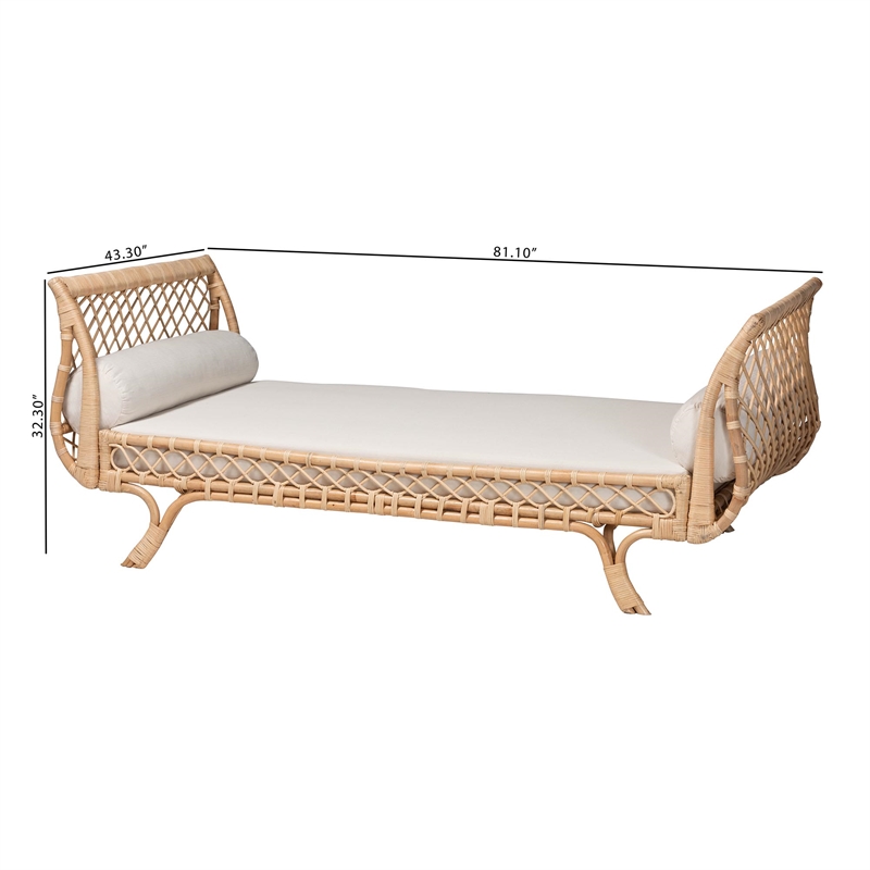 bali & pari Philana Natural Rattan Daybed with Cushions
