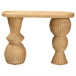 bali & pari Hisao Natural Rattan Checkered Console Table with Sculptural Base