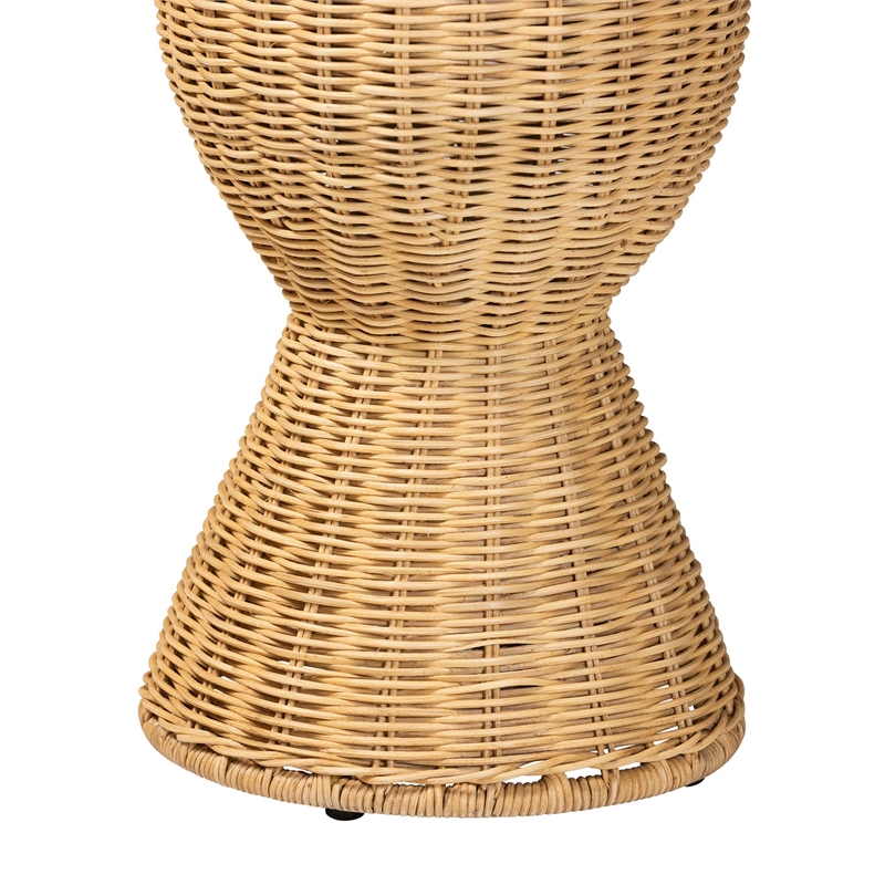 bali & pari Hisao Natural Rattan Checkered Console Table with Sculptural Base