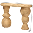 bali & pari Hisao Natural Rattan Checkered Console Table with Sculptural Base